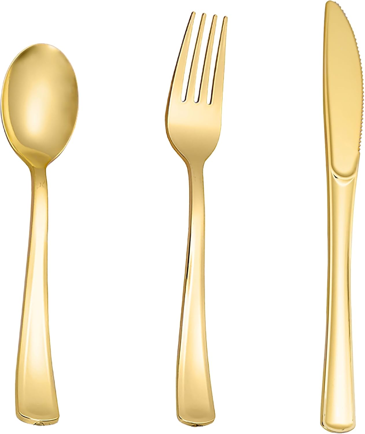 N9R 60PCS Gold Plastic Silverware - Gold Plastic Cutlery Set Disposable Flatware Dinnerware -30 Forks, 15 Spoons, 15 Knives for Party, Thanksgiving, Christmas