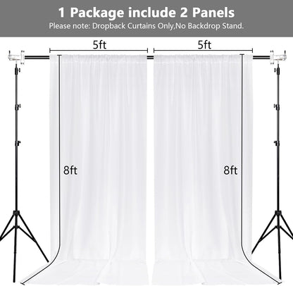 MEETSKY Black Backdrop Curtains for Parties - 10ft x 8ft Party Photo Background Curtain Rod Pocket Fabric Drapes Panels for Boys Birthday Holiday Home Halloween Decoration, 5ft x 8ft, 2 Panels