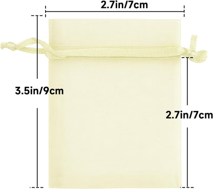 joycraft 50Pcs Organza Bags, 2x3 inch Gift Favor Bags, White Wedding Favor Bags, Jewelry Pouches with Drawstring, Mesh Bags Drawstring for Jewelry, Festival, Makeup, Candy, Desserts
