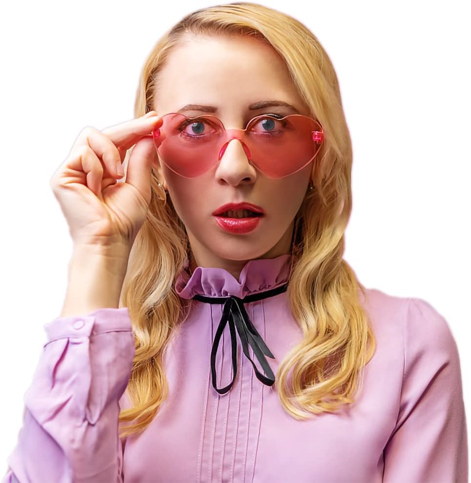 LIULIUBTY Heart Shaped Rimless Sunglasses 12Pack, Bachelor Party Cool Colorful Funky Sunglasses