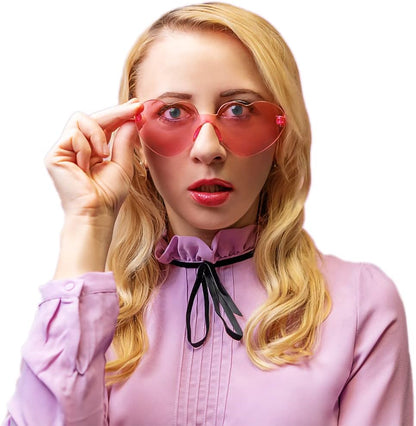 LIULIUBTY Heart Shaped Rimless Sunglasses 12Pack, Bachelor Party Cool Colorful Funky Sunglasses