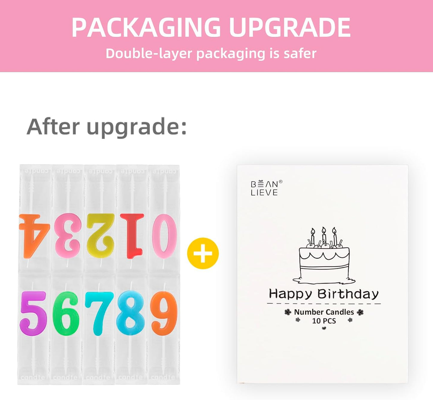 Beanlieve 10-Pieces Numeral Birthday Candles - Cake Numeral Candles Number 0-9 Glitter Cake Topper Decoration for Birthday,Wedding Anniversary,Party Celebration (Colourful)