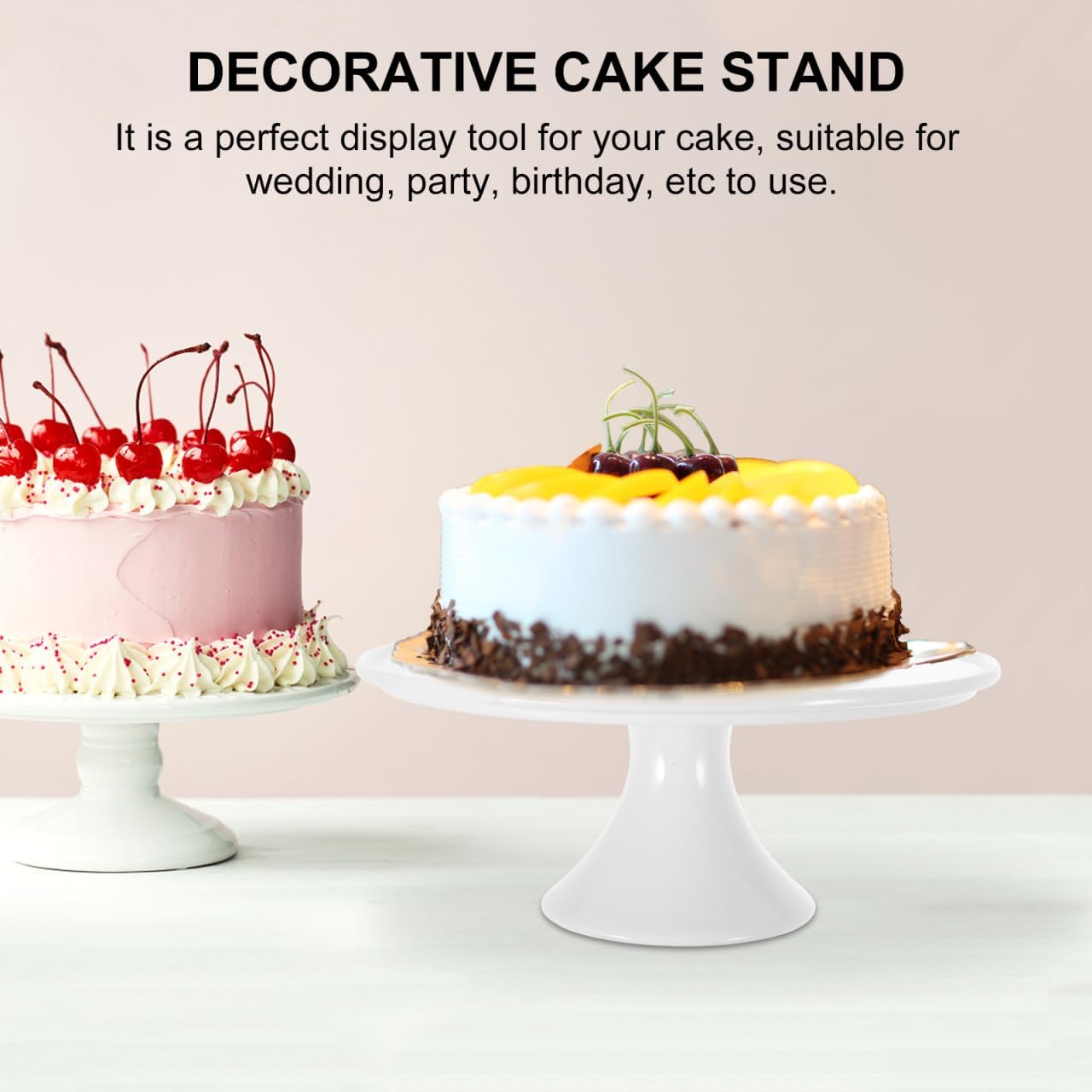 8.8 inch White Ceramic Cake Stand, Round Dessert Display Platter, Pedestal Serving Holder for Birthday Party Wedding Cupcake Pastry