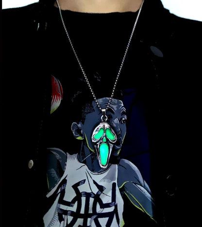 Longita Ghostface Necklace Glow in the Dark Scream Skull Necklaces for Women Men Halloween Necklace Light Up Ghost Face Necklaces Party Jewelry 1pcs