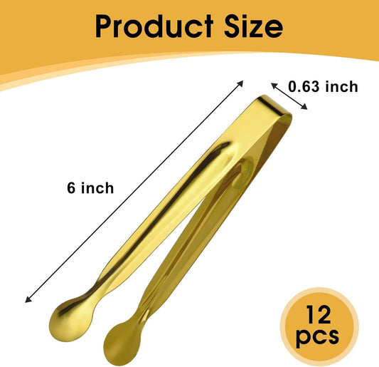 Small Serving Tongs,Ice Tongs,Sugar Tongs,Kitchen Tiny Tongs for Appetizers,12 PCS(6 Inch)