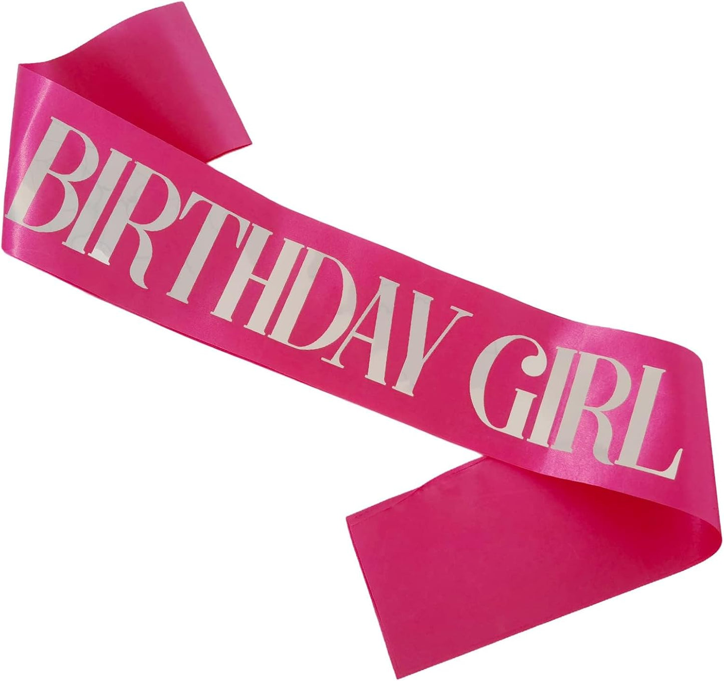Birthday Girl Sash, Pink Foil White Birthday Sash for Girl Sweet 16th 18th 20th 21st 30th Fun Birthday Party Gifts Favors Decorations