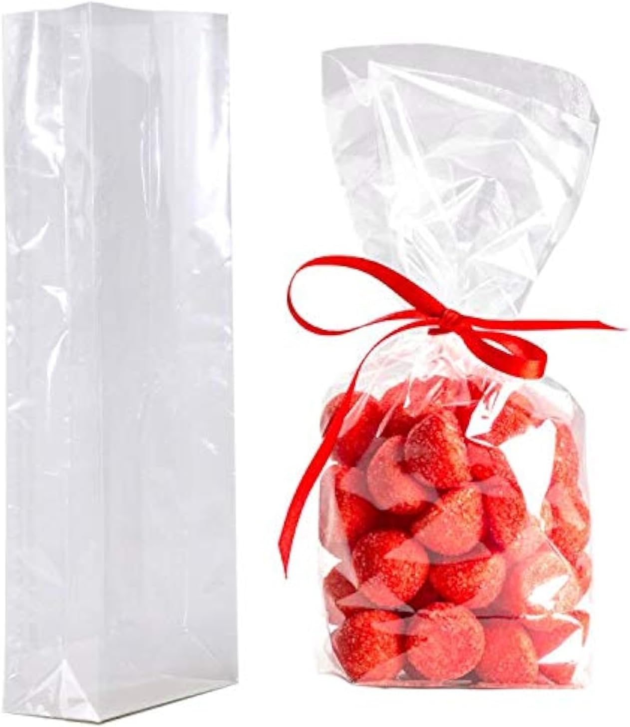 Gusseted Flat Bottom Cellophane Bags with Paper Insert 50Pcs 4x2x8 Inches Smore Bags