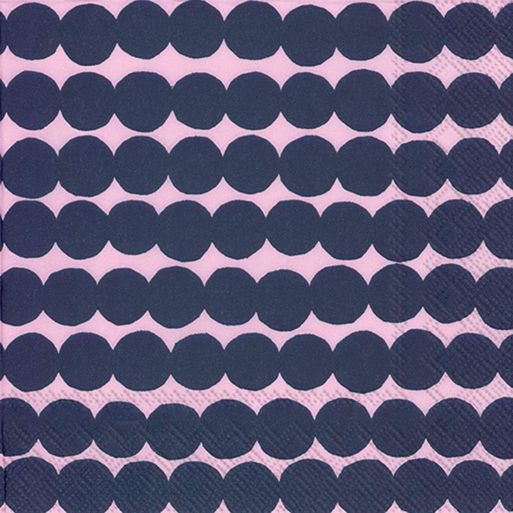 IHR Ideal Home Range Cocktail Napkins Marimekko Disposable 3-Ply Paper Party Napkin Pack, 5" x 5", Orkanen Linen/Blue, 20-Count