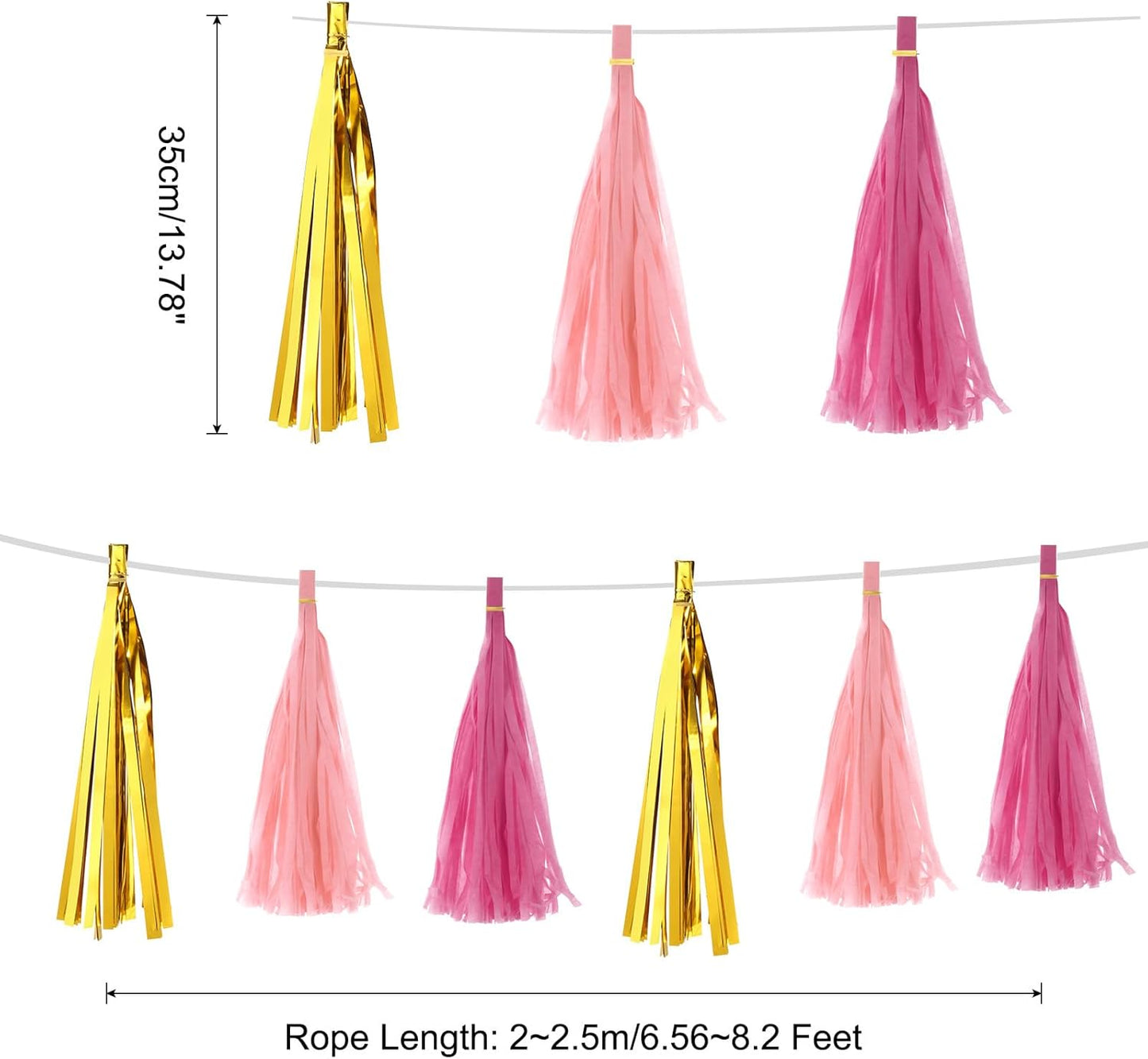 MECCANIXITY 15Pcs Light Blue Tassel Garland Banner with Rope Tissue Paper Tassels Party DIY Kits for Anniversary Wedding Birthday Party