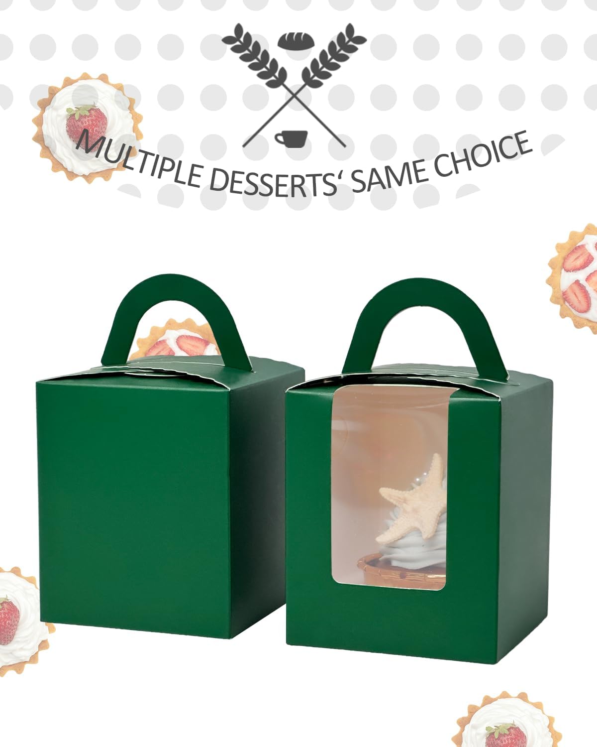 qiqee 60pcs Cupcake Boxes Individual Disposable White Single Box with Window 3.6 * 3.6 * 4.3inch Cupcake Containers/Holders