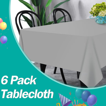 tujol Royal Blue 6 Pack Plastic Table Cloth 54" x 108", Disposable Tablecloths Rectangle Table Cover, Plastic Tablecloths for Parties