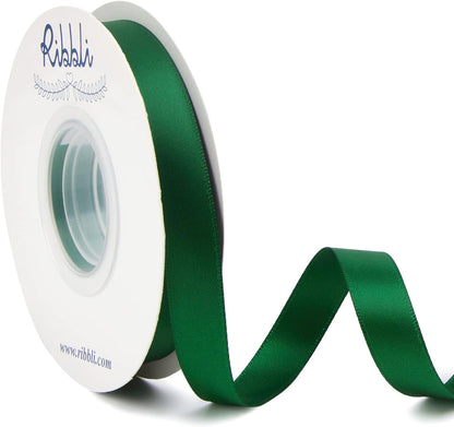 Ribbli Double Faced White Satin Ribbon,3/8” x Continuous 25 Yards,Fabric Ribbon use for Bows Bouquet,Gift Wrapping,Floral Arrangement