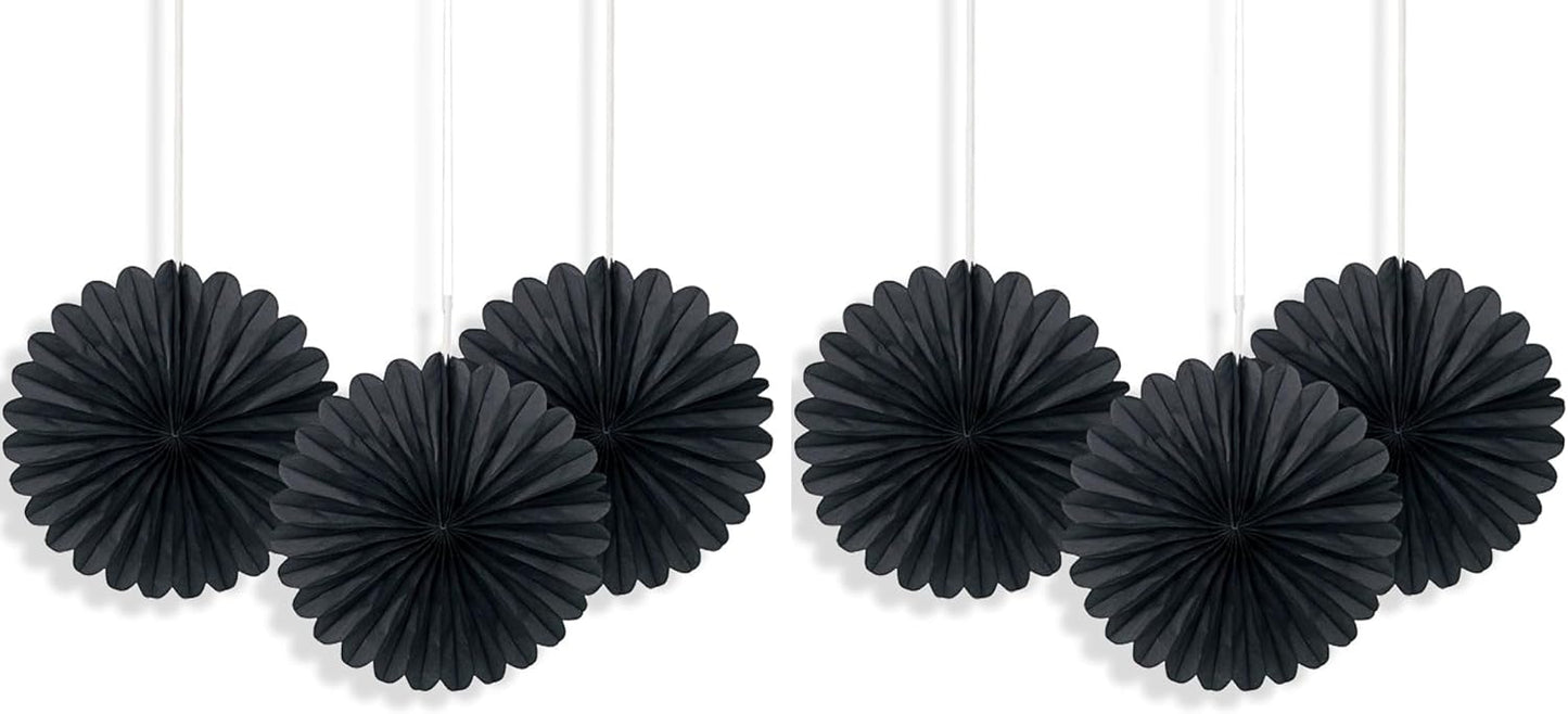 Sunflower Yellow Hanging Tissue Paper Fans - 6'', 3 Count - Perfect for Parties & Home Decor