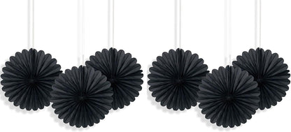Sunflower Yellow Hanging Tissue Paper Fans - 6'', 3 Count - Perfect for Parties & Home Decor