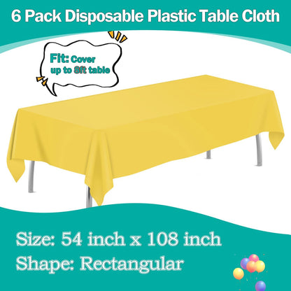 tujol Royal Blue 6 Pack Plastic Table Cloth 54" x 108", Disposable Tablecloths Rectangle Table Cover, Plastic Tablecloths for Parties
