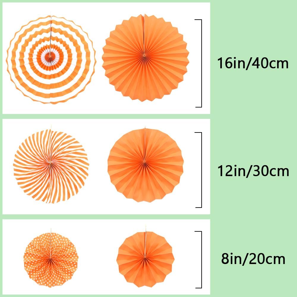 Hocansen 6PCS Paper Fan Garland Paper Fans Party Decorations 8/12/16in Hanging Papers Fans Set Round Papers Fans Pattern Garland for Birthday, Wedding (ZS/Pink)