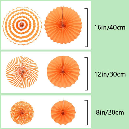 Hocansen 6PCS Paper Fan Garland Paper Fans Party Decorations 8/12/16in Hanging Papers Fans Set Round Papers Fans Pattern Garland for Birthday, Wedding (ZS/Pink)
