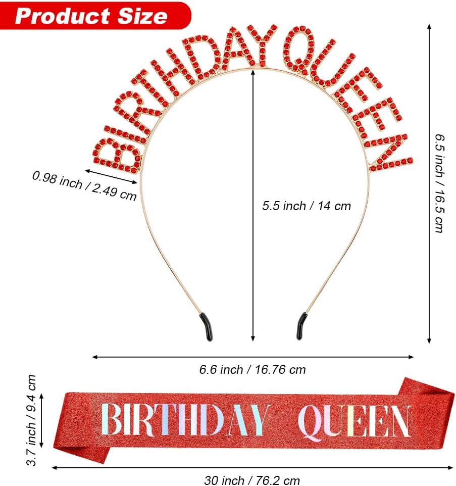 Birthday Sash & Crown for Women - Tiara Headband, Girls' Decorations Accessories