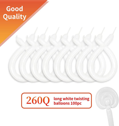 260 Clear Long Balloons for Animals, Thickening Skinny Latex Twisting for Arch Modeling Magic Clown Birthday Wedding Party Decorations 100pcs