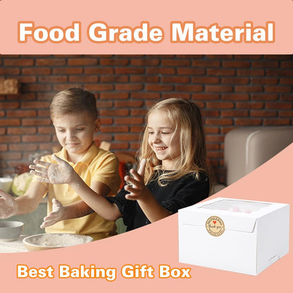 Cookie Boxes with Window 4.5x4.5x3 Inch-50 Pack,White Bakery Boxes,Mini Treat Boxes for Mini Bundt Cake and Individual Cheesecakes