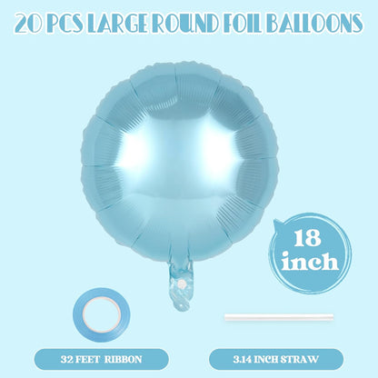 20 Pcs Black Round Shaped Balloons,18 Inch Round Foil Balloon,Giant Round Mylar Balloon Helium Balloons for Birthday Party Baby Shower Wedding Decorations (Black)