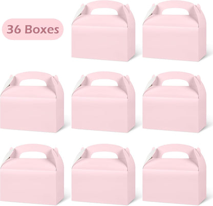 DjinnGlory 36 Pack White Party Favor Treat Boxes with Handle, DIY Paper Boxes for Baby Shower, Birthday, All Occasion, Small Gable Boxes for Small Business 6.18 x 3.58 x 3.38 Inches