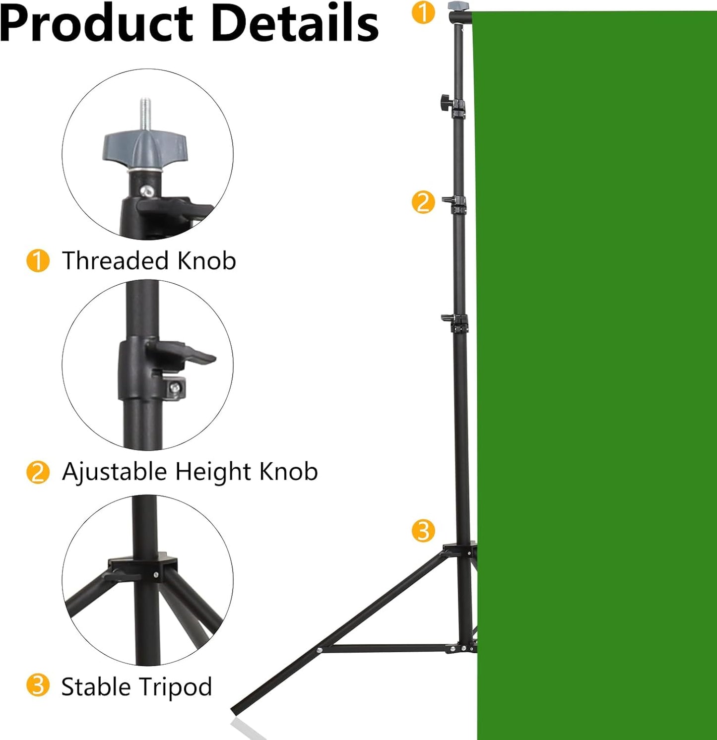 ShowMaven Backdrop Stand, 6.4ft x 10ft Adjustable Photo Background Stand with Carry Bag for Photography Photo Video Studio, Baby Shower, Birthday Party (6.4ftx10ft)