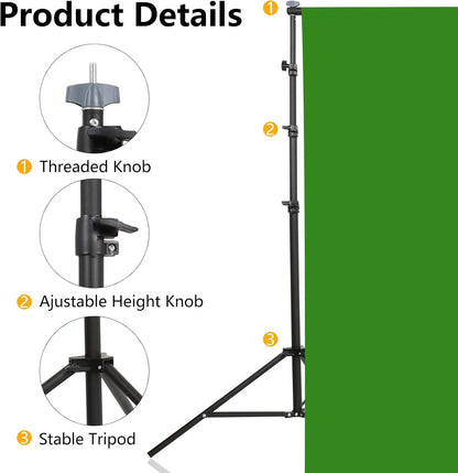 ShowMaven Backdrop Stand, 6.4ft x 10ft Adjustable Photo Background Stand with Carry Bag for Photography Photo Video Studio, Baby Shower, Birthday Party (6.4ftx10ft)