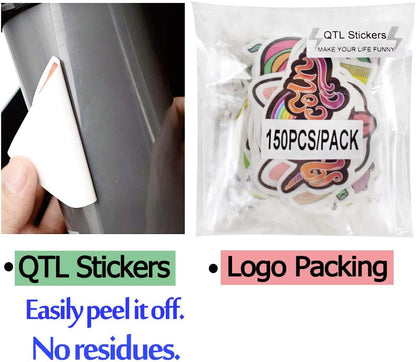 QTL Neon Stickers for Teens & Students Prizes, Waterproof Vinyl Party Favor Stickers, School Rewards, Water Bottle and Laptop, 50PCS - Colors A