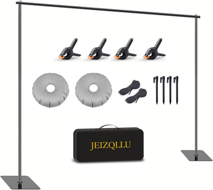 Backdrop Stand, 6.5ft Height 9ft Width Adjustable Photography Background Support Poles with Heavy Duty Flat Base, Photo Metal Steel Pipe and Drape Frame Kit for Parties Birthday Wedding