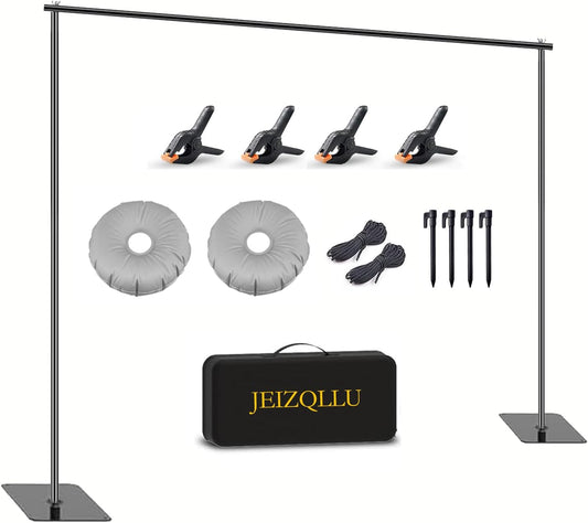 Backdrop Stand, 6.5ft Height 9ft Width Adjustable Photography Background Support Poles with Heavy Duty Flat Base, Photo Metal Steel Pipe and Drape Frame Kit for Parties Birthday Wedding