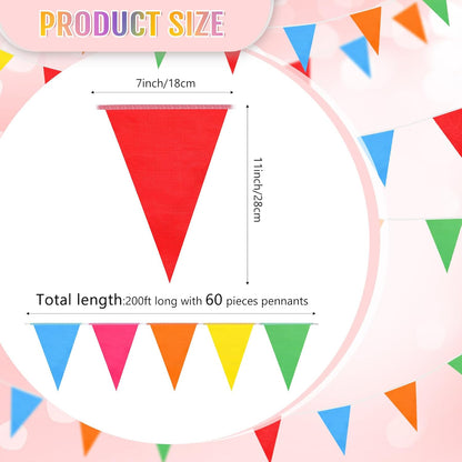 Tatuo 200 Feet Solid Pennant Banners Flags String Triangle Hanging DIY Bunting Flags Party Decorations for Grand Opening Party Banners for Kids Birthday, Shops (White)