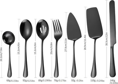Stainless Steel Serving Utensil Set 10-Piece Buffet Flatware Catering Silverware with Bread Tong,Cake Spatula,Serving Ladles,Salad Fork,Cheese Knife,Large Spoon for Parties Buffet