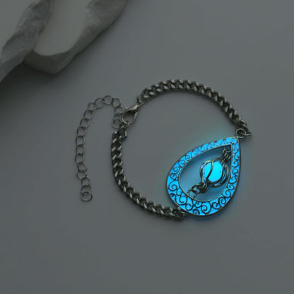 EEQQBZ Glow in The Dark Silver Teardrop shape bracelets,Fantasy Glowing Jewelry bracelets