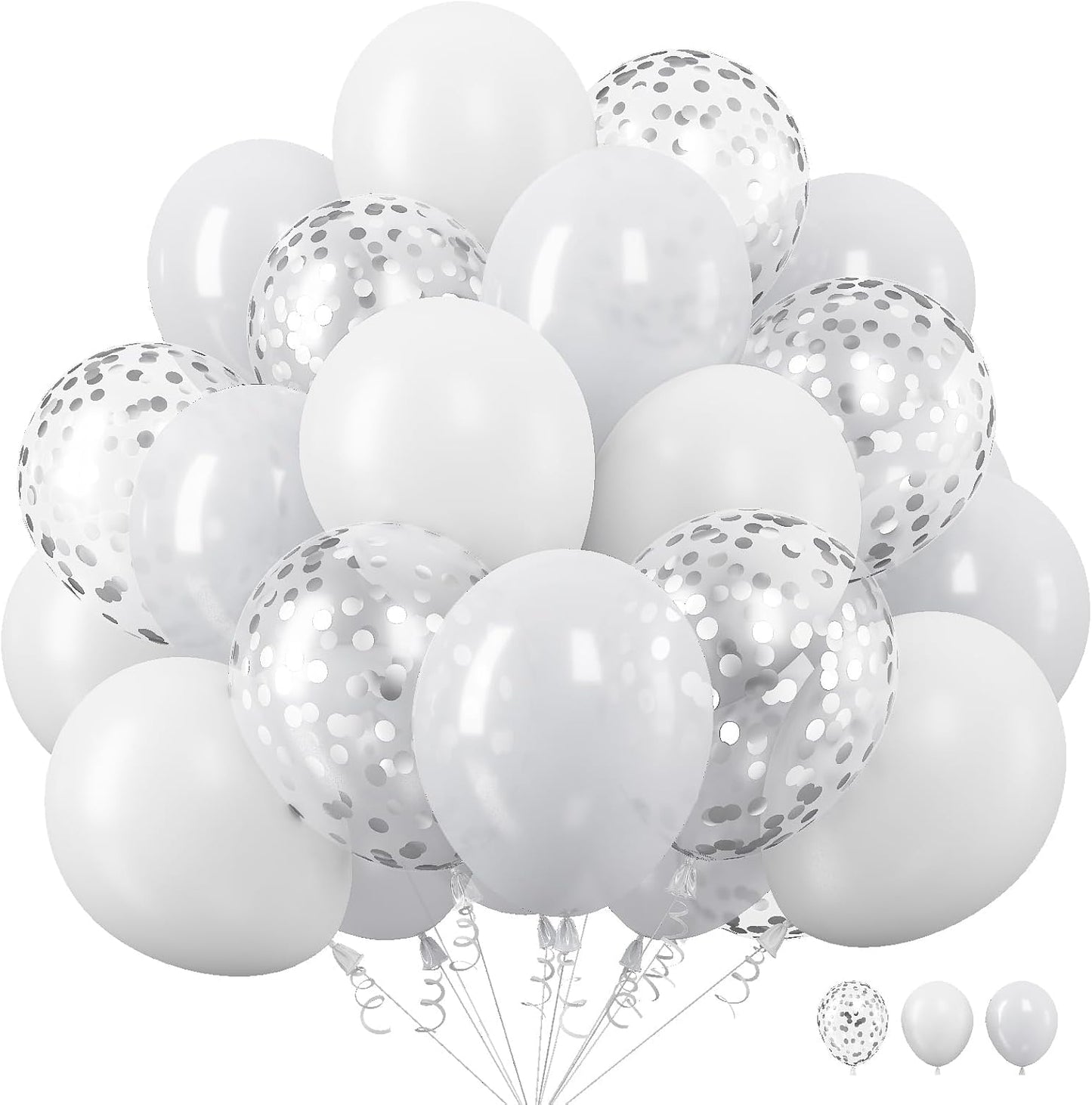 Blue Silver Balloons Set, 12 Inch Blue and Silver Balloons Dark Navy and Confetti Party Latex Balloon, Macaron Metallic Baby Blue Mixed Balloon for Birthday Graduation Baby Shower Wedding Retirement