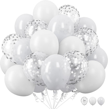 Blue Silver Balloons Set, 12 Inch Blue and Silver Balloons Dark Navy and Confetti Party Latex Balloon, Macaron Metallic Baby Blue Mixed Balloon for Birthday Graduation Baby Shower Wedding Retirement
