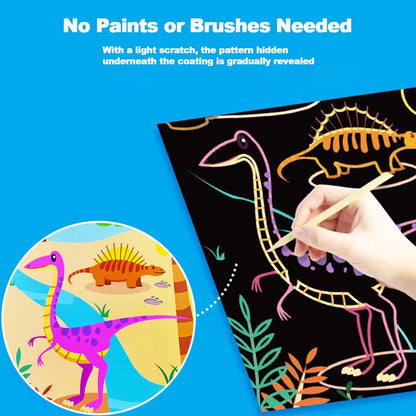 JUNQIU Scratch Art for Kids, Unicorns Black Rainbow Scratch Art Paper Set-Arts and Crafts & Supplies, DIY Activity & Party Games, Gifts for Toddlers, Girls & Boys Ages 3, 4, 5, 6, 7, 8