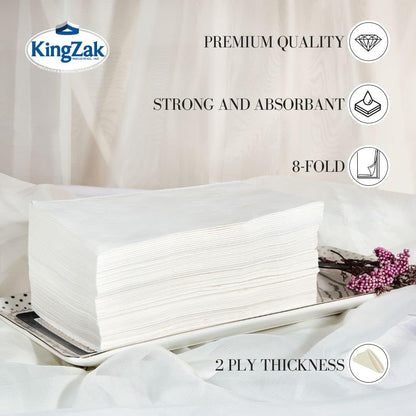 Premium White Napkins, 1/8 Fold Dinner Napkin, Disposable 2-Ply White Party Napkins, Value Pack 100 Count