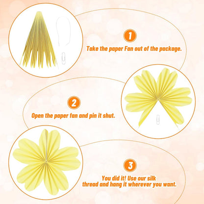 Party Hanging Paper Fans Decoration Set for Wedding Birthday Party Mother's Day Round Events Accessories Set of 8