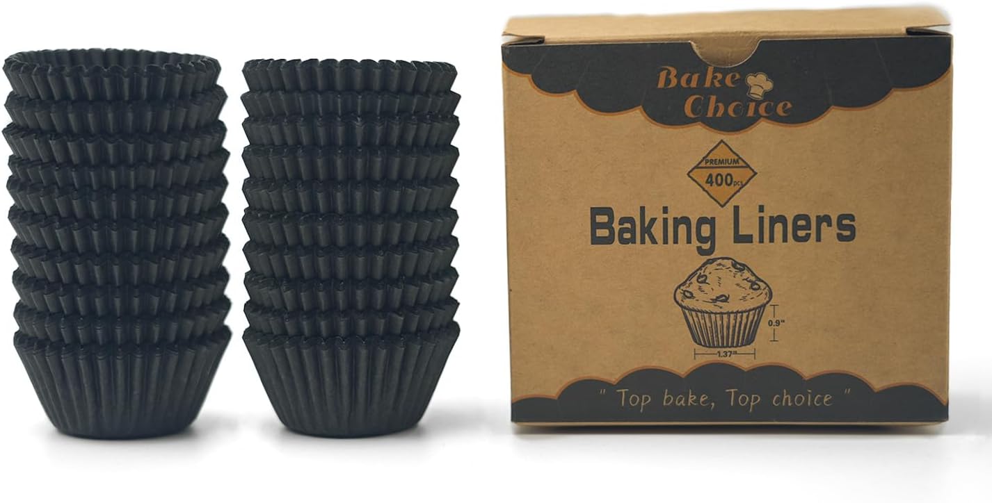 Bake Choice 200pcs Standard Black cupcake liners for baking,food grade cupcake wrappers,greaseproof parchment muffin liners for martin luther king jr day decorations
