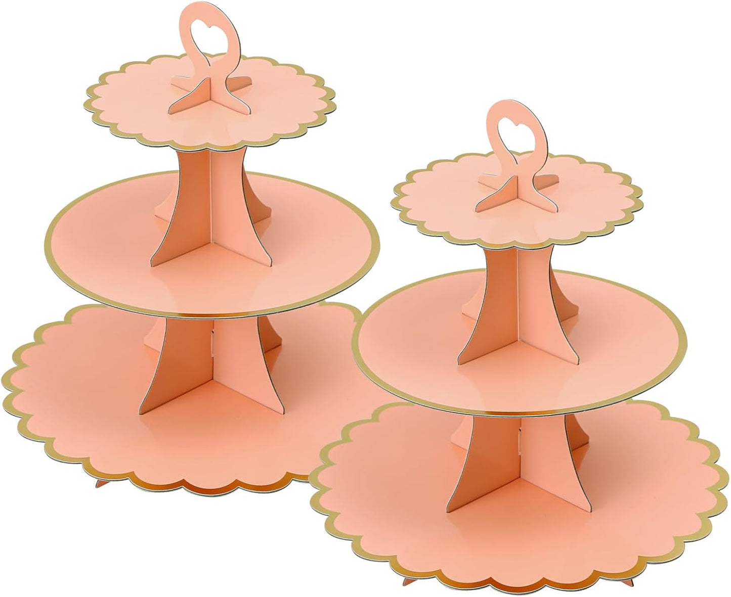 Soleebee 3-Tier Cupcake Stand, Cardboard Cupcake Tower, Cup Cake Stand Tower for Birthday Wedding Party Decoration, Cupcake Tier Stand Desserts Display 1 Set (Purple Gold)