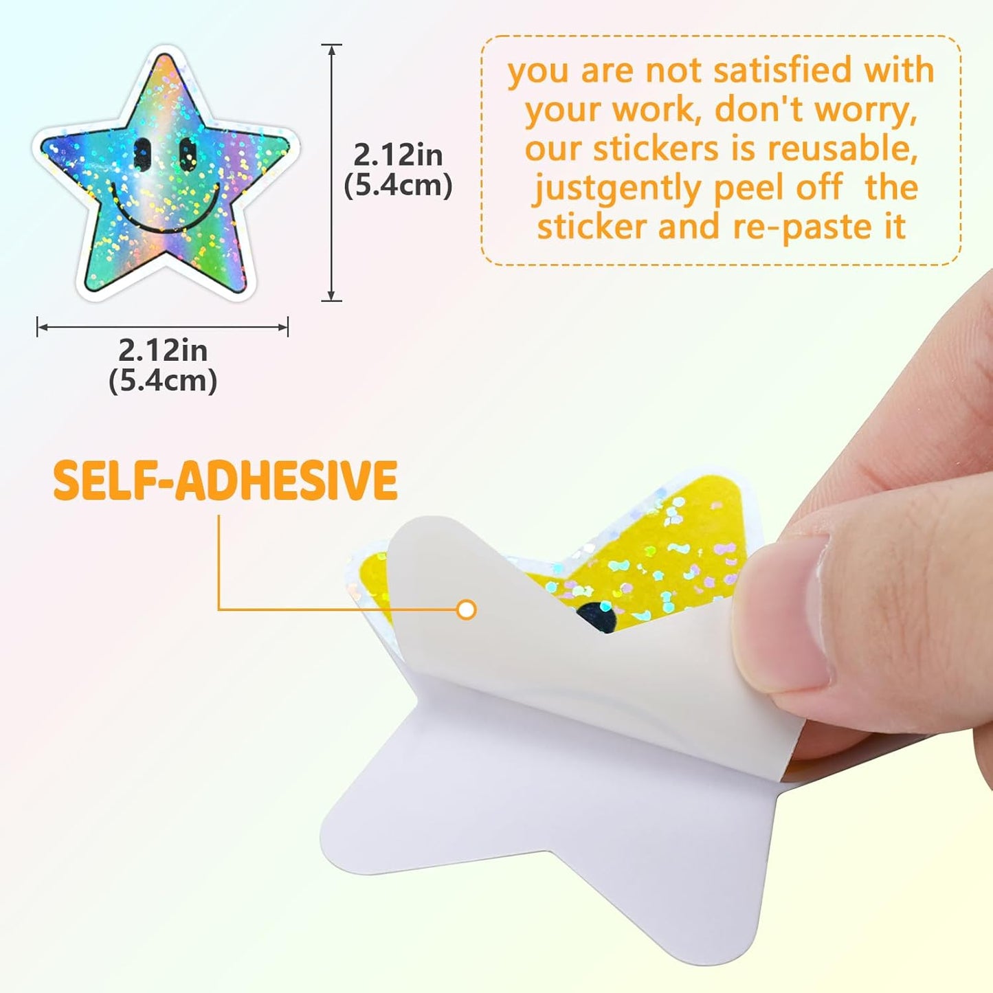 50PCS Smiling Stickers, Cute Water Bottle Stickers for Kids, for Teaching Rewards, Notebooks, Stationery, Luggage, Cartoon PVC Happy Stickers