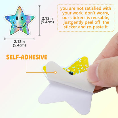 50PCS Smiling Stickers, Cute Water Bottle Stickers for Kids, for Teaching Rewards, Notebooks, Stationery, Luggage, Cartoon PVC Happy Stickers