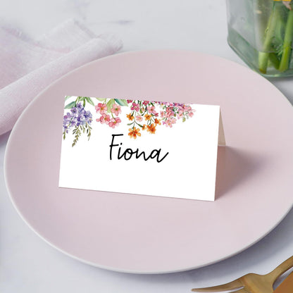 Gold Foil Border Place Cards, Set of 25 Tent Name Cards for Table Setting, Food Label for Wedding, Baby Shower, Birthday Dinner Party Supplies -010