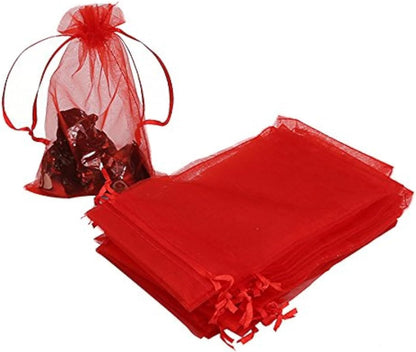 HRX Package 100pcs White Organza Bags, 4x6 inch Mesh Bags Drawstring Gift Bags Jewelry Pouches for Candy Wedding Favors Christmas