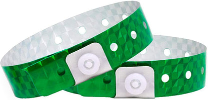 OUCHAN Holographic Plastic Party Wristbands Gold - 500 Pack Vinyl Wristbands for Events Club Music Meeting