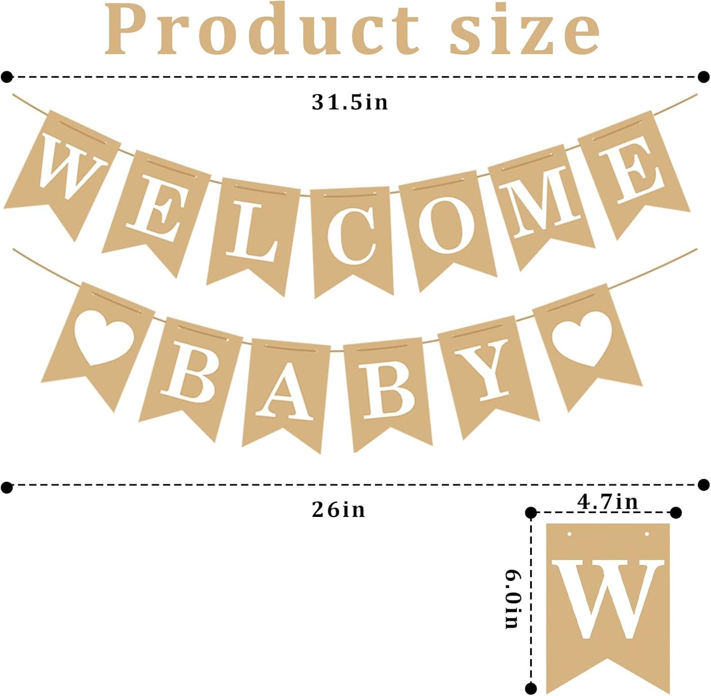 Welcome Baby Banner – Rustic Baby Shower Decorations, Gender Neutral Baby Shower Decor, Pre-Strung Shower Sign, Baby Boy Banner for Party Wall Backdrop