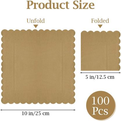 100 Pcs Cocktail Napkins, 2-Ply 5 x 5 Inches Disposable Scalloped Napkins, Thick Premium Dessert Napkins for Party, Wedding, Dinner, Birthday, Anniversary, Festival (Sage Green)