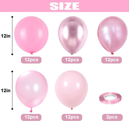 Pink Blue Purple Balloon, 60 Pcs 12 Inches Hot Pink Metallic Purple Teal Yellow Balloons Confetti Balloons for Kids Magic Theme Birthday Decoration Baby Shower Girls Music Party Supplies