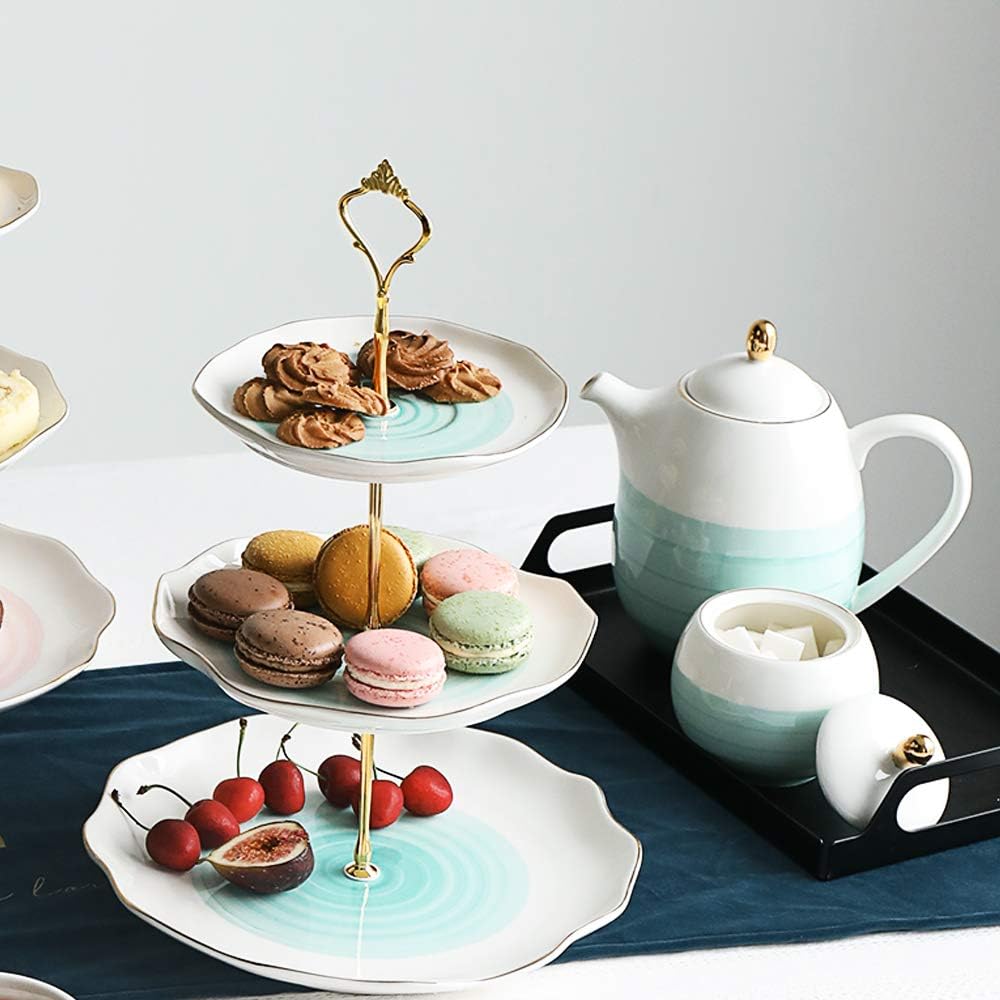 Sweejar 3 Tier Ceramic Cake Stand Wedding, Dessert Cupcake Stand for Tea Party Serving Platter (White)